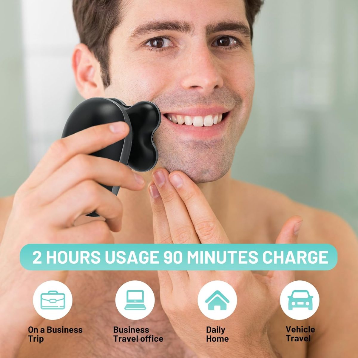 ⁦Congeowe 5-in-1 Electric Head Shaver for Bald Men – IPX7 Waterproof, Rechargeable Wet & Dry Groomer, Black⁩ - الصورة ⁦5⁩