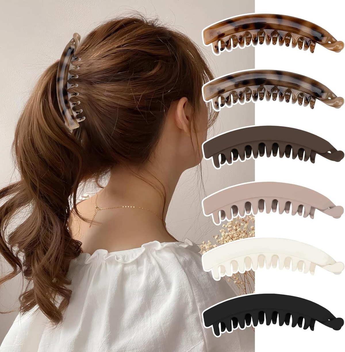 ⁦Bukela 6 Pieces Large Banana Hair Clips for Women Strong Hold Ponytail Holder Banana Clips for Fine Thick French Hair Accessories for Girls and Women⁩ - الصورة ⁦5⁩