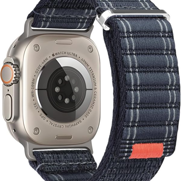 Zoye Trail Loop Nylon Band Compatible with Apple Watch Ultra 2/Ultra, Series 10-3, SE2/SE, 49mm-42mm, Men Women, Dark Blue, 49mm, Sports, Eco-Friendly, Hook And Loop