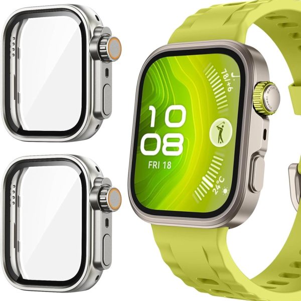 Vurtboly 2Pack Case Compatible with Huawei Watch Fit 4 Pro 2025, Rugged Protective Bumper PC Cover with Buit-in Screen Protector, Full Coverage Case Accessories for Huawei Watch Fit 4 Pro Titanium