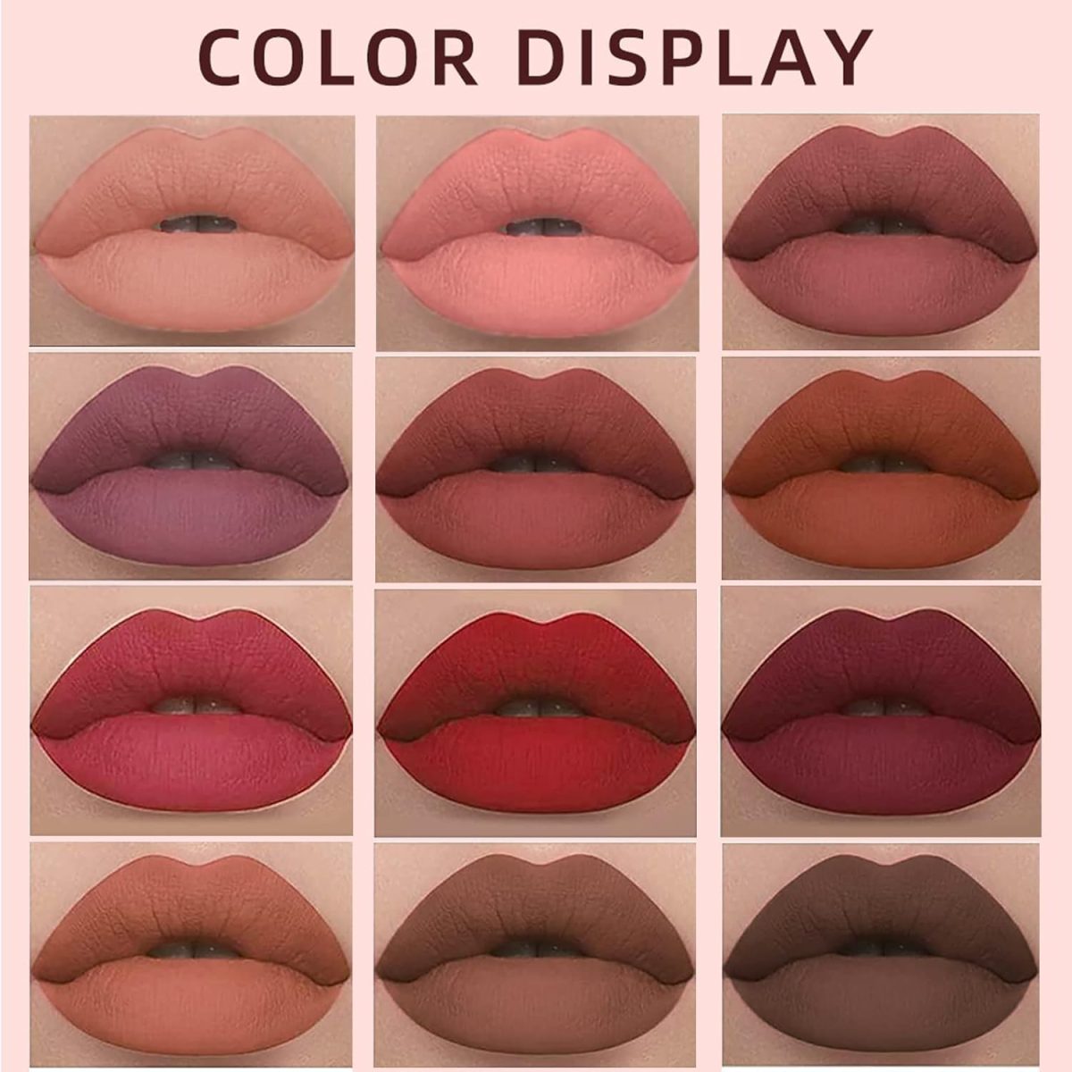 ⁦Excefore Matte Liquid Lipstick Makeup Set, 12pcs Long Lasting Waterproof Velvet Lip Gloss High Pigmented Lip, Non-stick Cup Not Fade Waterproof Lip Gloss Makeup Gift for Women and Girls⁩ - الصورة ⁦6⁩