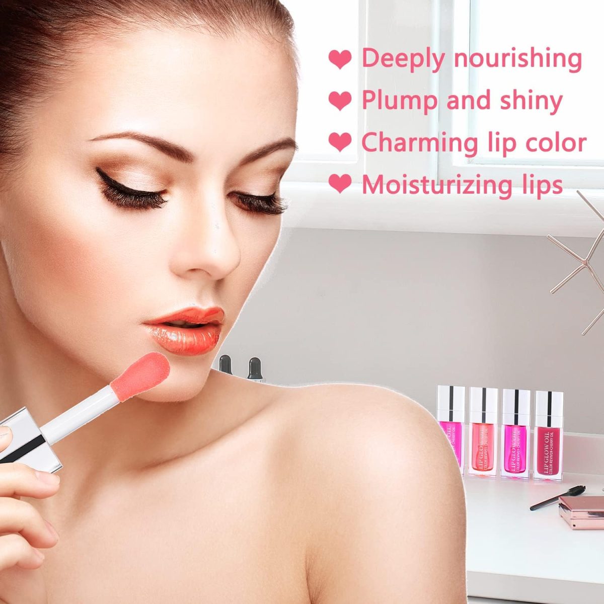 ⁦Sea-Maid Plumping Lip Gloss, Hydrating Lip Gloss Tinted Lip Balm, Big Brush Head Glitter Shine, Long Lasting Nourishing Non-sticky Fresh Texture, Black⁩ - الصورة ⁦3⁩