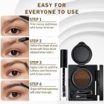 ⁦Azonee Air Cushion Eyebrow Gel Kit, Dark Brown and Light Brown Eyebrow Gel with Dual-Ended Eyebrow Brush, Clear Brow Gel, Trimmer, Long Lasting Waterproof Eyebrow Cream for Brow Shaping and Styling⁩ - الصورة ⁦5⁩