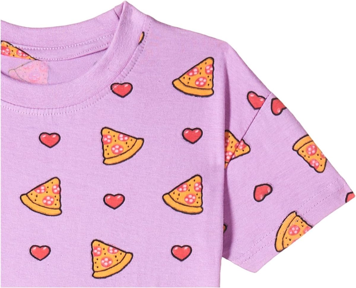 ⁦T2F Girls Cotton Printed Oversized Fit Crop Top and Pant Pajama Set⁩ - الصورة ⁦4⁩