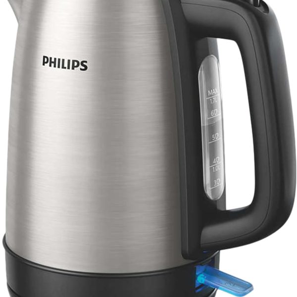 Philips 2200W Daily Collection Metal Kettle Silver And Black Hd9350/92 Stainless Steel And Black