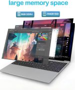 ⁦XYPLOXZ Laptop Computers,15.6" IPS 1080P Screen,N5095 Processor 4C 4T Up to 2.9Ghz 8GB RAM 256GB SSD, Laptops with Fingerprint Recognition Backlit Keyboard,WiFi, USB-C(Data),USB 3.0, Webcam, HDMI⁩ - الصورة ⁦4⁩