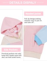 ⁦Valcatch Girls Tracksuit Sets 2 Piece Long Sleeve Zipper Hoodie Top and Sweatpants Colour Blocked Jogger Set for Kids Toddler⁩ - الصورة ⁦5⁩