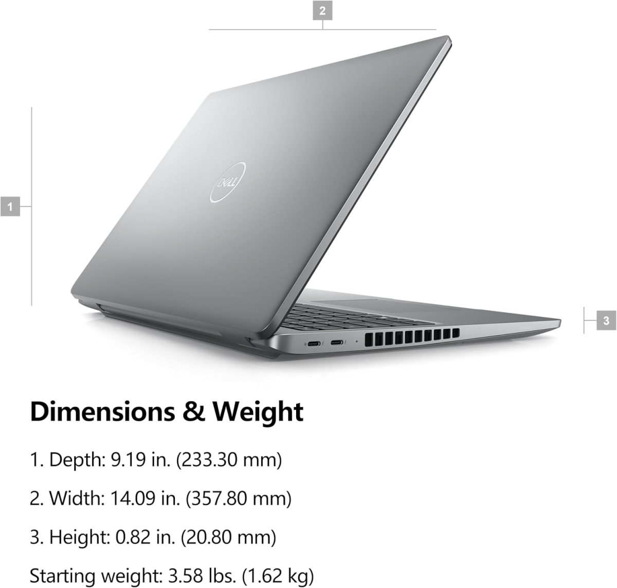 ⁦Dell Latitude 15 5000 5550 15.6" FHD Business Laptop Computer, Intel Ultra 7 155U (Beat i7-1355U), 64GB DDR5 RAM, 1TB SSD, WiFi 6, Bluetooth 5.3, Backlit Keyboard, Fingerprint Reader, Windows 11 Pro⁩ - الصورة ⁦6⁩