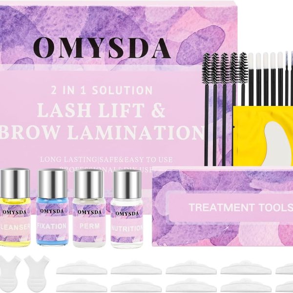 Omysda Eyelash Lift Kit Eyebrow Lamination Kit Solution 2 In 1 Professional Kit For Eyebrow And Eyelash Perm 6 To 8 Weeks Lasting For Professional Use And Per