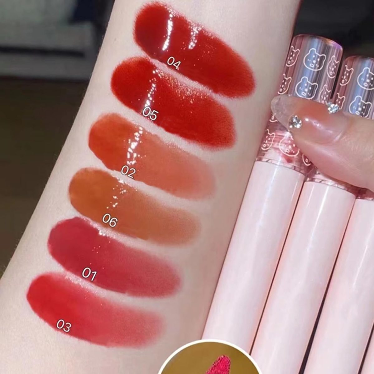 ⁦KWOLYKIM Glass Water Lifter Gloss, Hydrating Lip Gloss, Plumping Water Gloss Lip Gloss Moisturizing Sweet Lip Glaze Snow Pink⁩ - الصورة ⁦5⁩