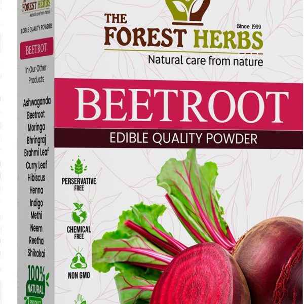 The Forest Herbs Natural Care From Nature 100% Pure Beetroot Powder 100gm for Face | Lips | Hair | Drinking | Eating | Immunity | Pre -Workout | Improves Heart Health & Support Blood Pressure Level |