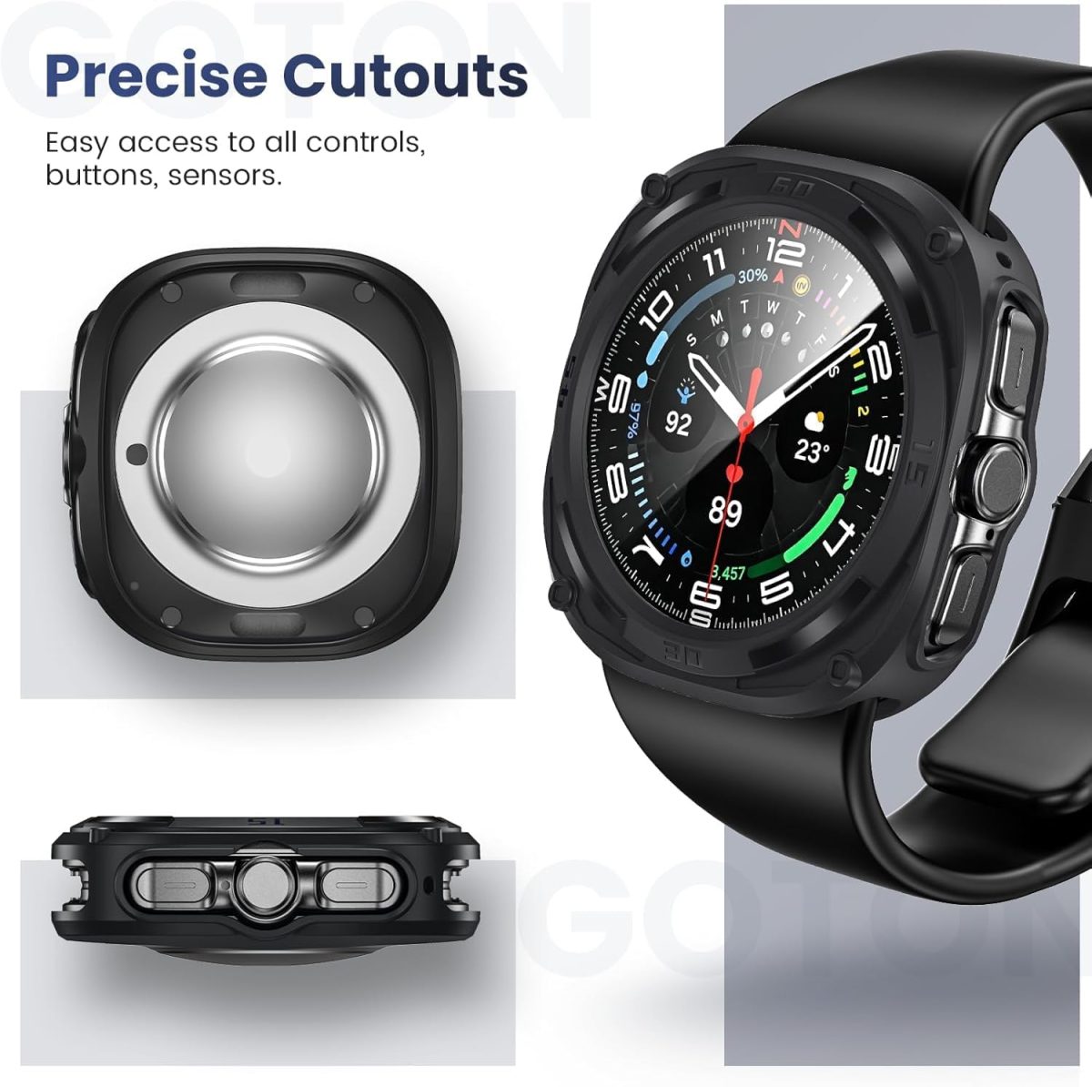 ⁦Ctoby Rugged Bezel Case for Samsung Galaxy Watch Ultra Screen Protector 47mm - Soft TPU Bumper Face Cover + 2 Tempered Glass Film for Galaxy Watch 7 Ultra 47mm Accessories⁩ - الصورة ⁦6⁩