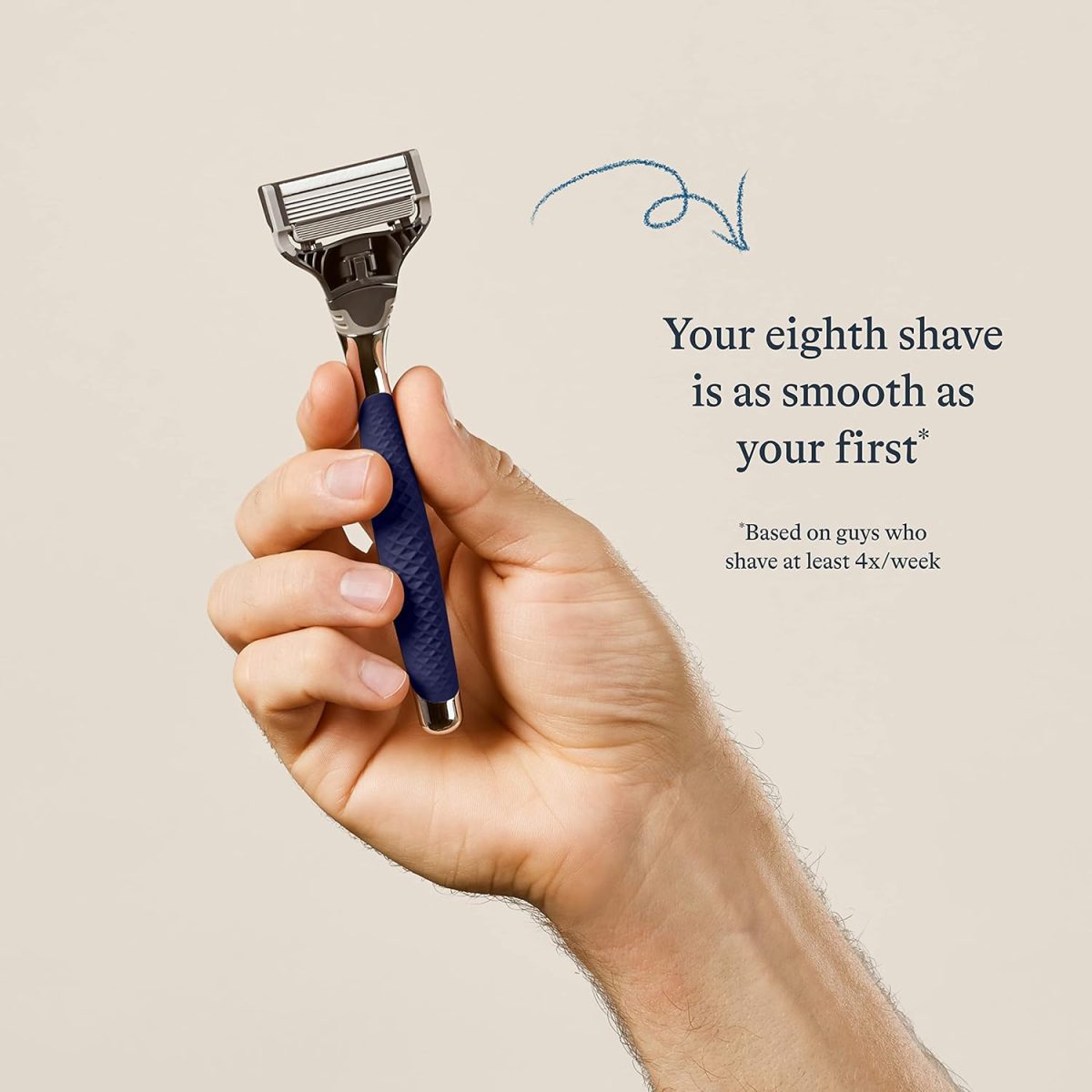 ⁦Harry's Shaving Kit for Men - Razor Handle and 3 Razor Blade Refill Cartridges - Chrome Edition⁩ - الصورة ⁦2⁩