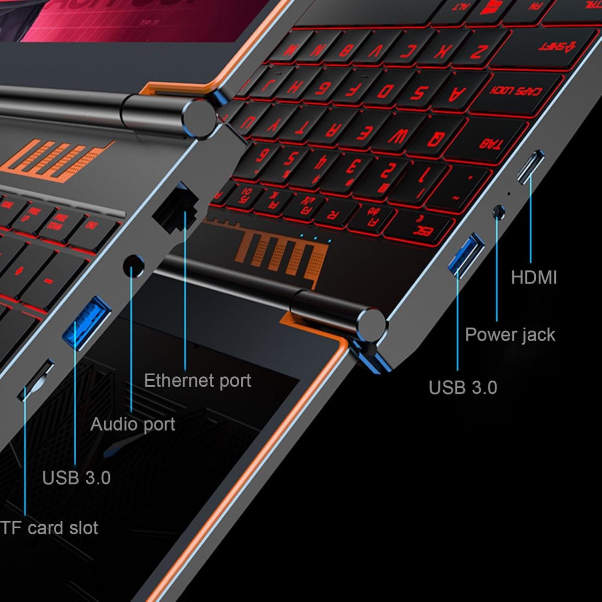 ⁦16 inch Laptop, Windows 11,16GB DDR4 512GB Gaming Laptops with Intel N95 Quad-Core Processor,Fingerprint Unlock Backlit Keyboard,1920P FHD Display,180° opening,WiFi 5GHz,USB3.0,Long Battery Life⁩ - الصورة ⁦8⁩