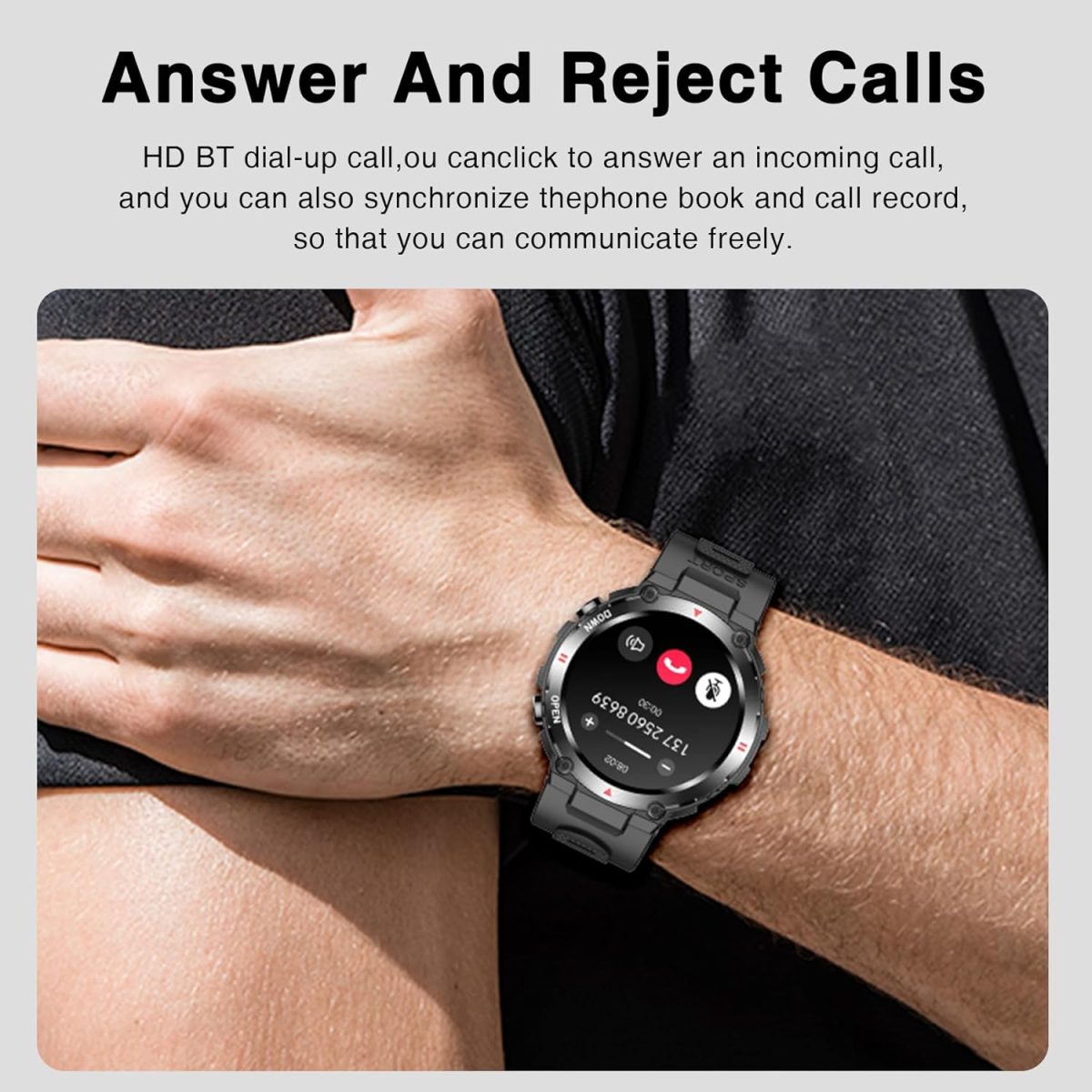 ⁦Aolon Tetra R2 Smart Watch (Answer/Make Call) for Men Women-black⁩ - الصورة ⁦8⁩