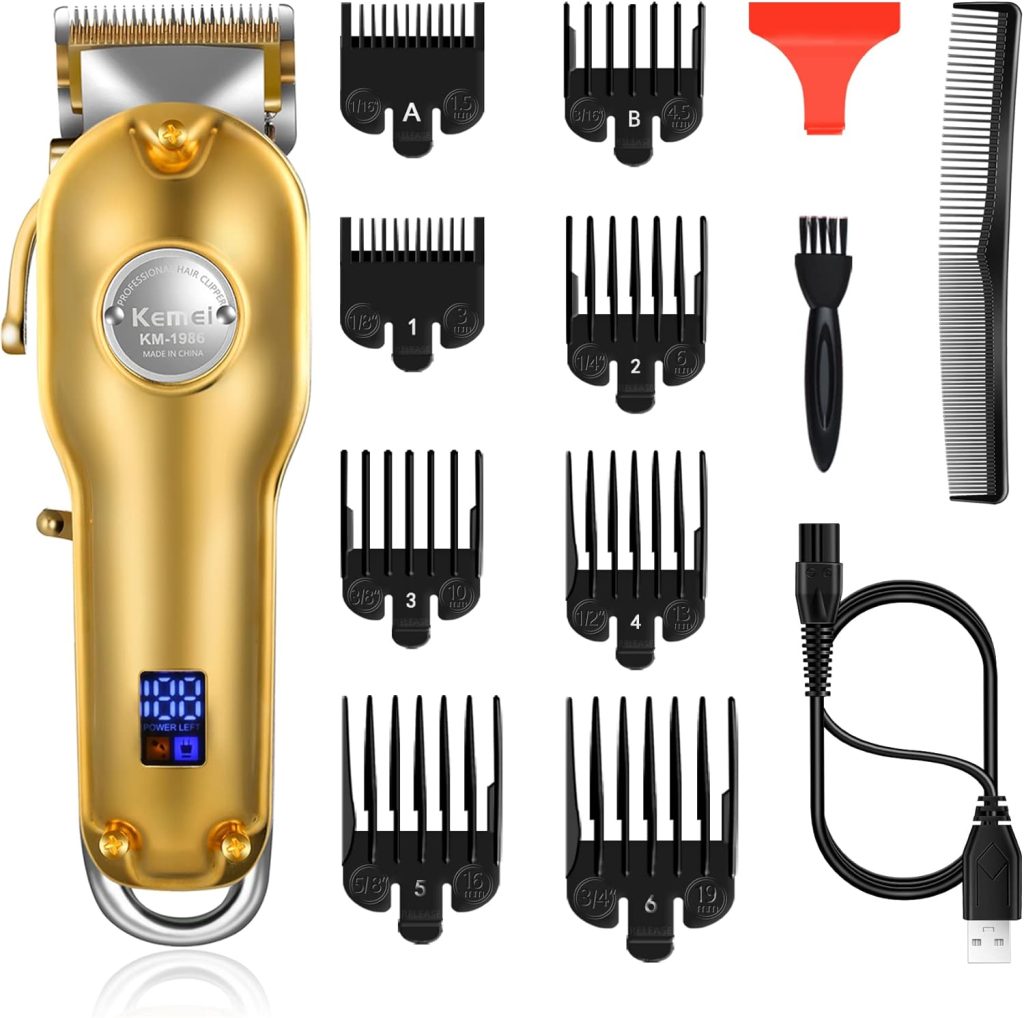 KEMEI Mens Hair Clippers for Hair Cutting Professional Cordless Hair Trimmer for Men LED Display