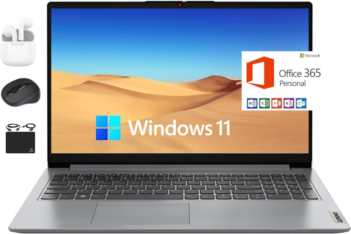 Lenovo IdeaPad Newest Flagship Laptop, 15.6" HD Display, Intel Dual Core Processor Up to 2.8GHz, 12GB RAM, 512GB SSD + 128GB eMMC, 1-Y Microsoft Office 365, Wi-Fi 6, Webcam, Win 11 +HubxcelAccessory
