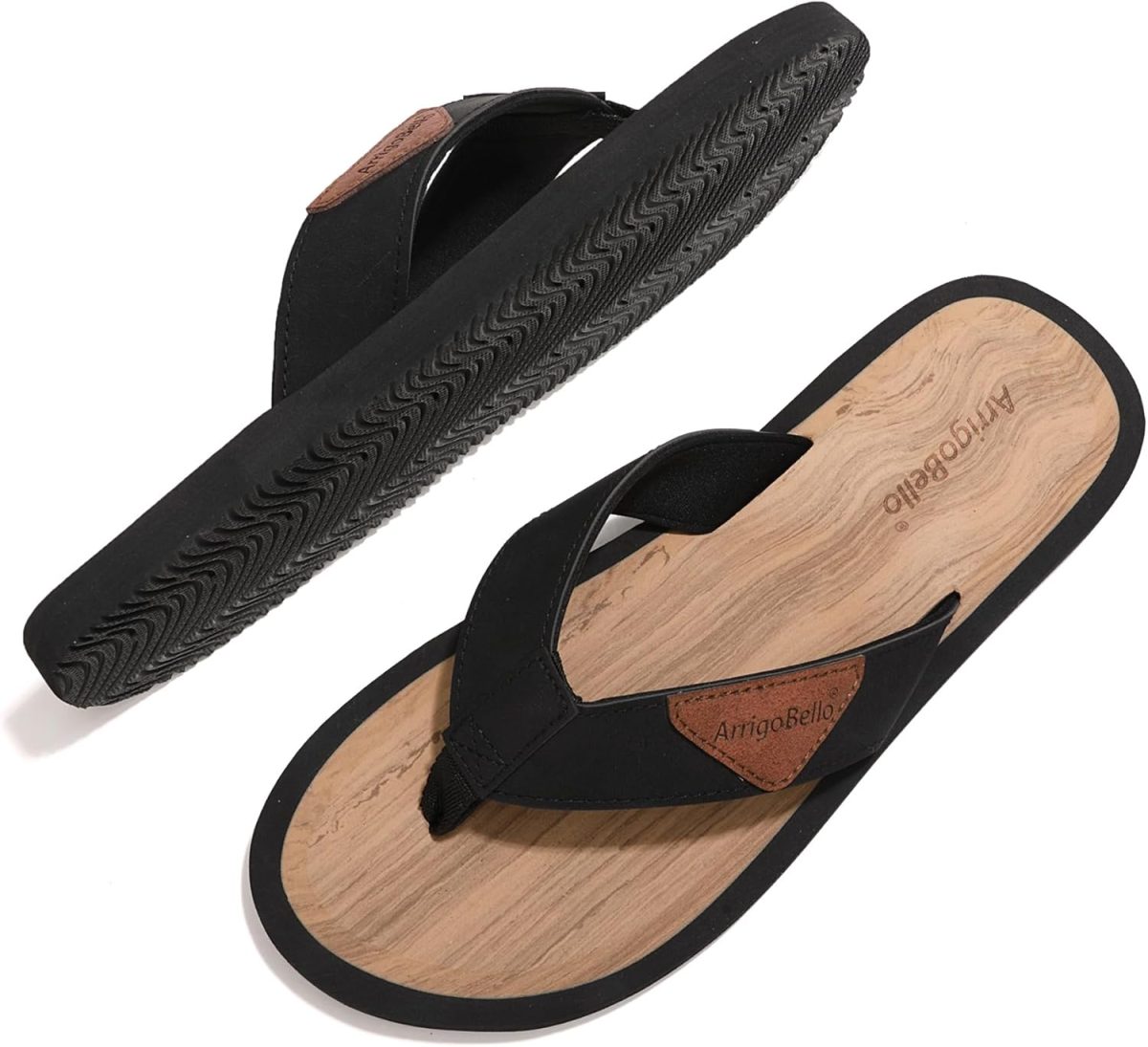 ARRIGO BELLO Flip Flops Men Casual Soft Thong Slippers Beach Outdoor Sandals Leather Non-Slip Flipflop Size 41-46