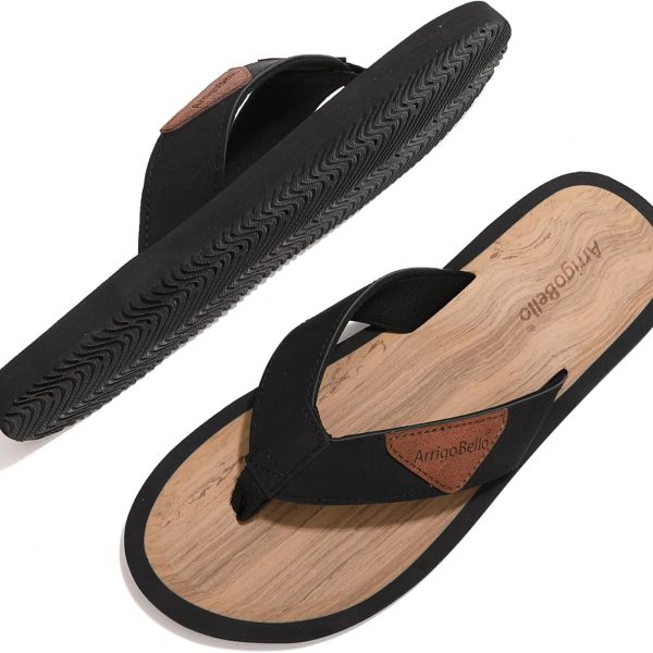 ARRIGO BELLO Flip Flops Men Casual Soft Thong Slippers Beach Outdoor Sandals Leather Non-Slip Flipflop Size 41-46