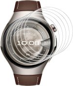 GIOPUEY Protective Film for Huawei Watch 5 46 mm, [6 Pieces] Flexible TPU Screen Protector Film [Extra-Slim] [Anti-Scratch] – Transparent