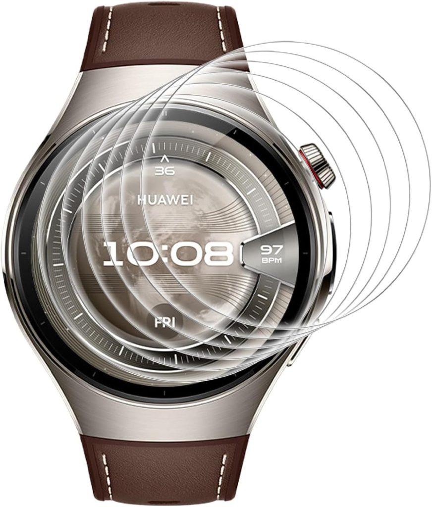 GIOPUEY Protective Film for Huawei Watch 5 46 mm, [6 Pieces] Flexible TPU Screen Protector Film [Extra-Slim] [Anti-Scratch] – Transparent