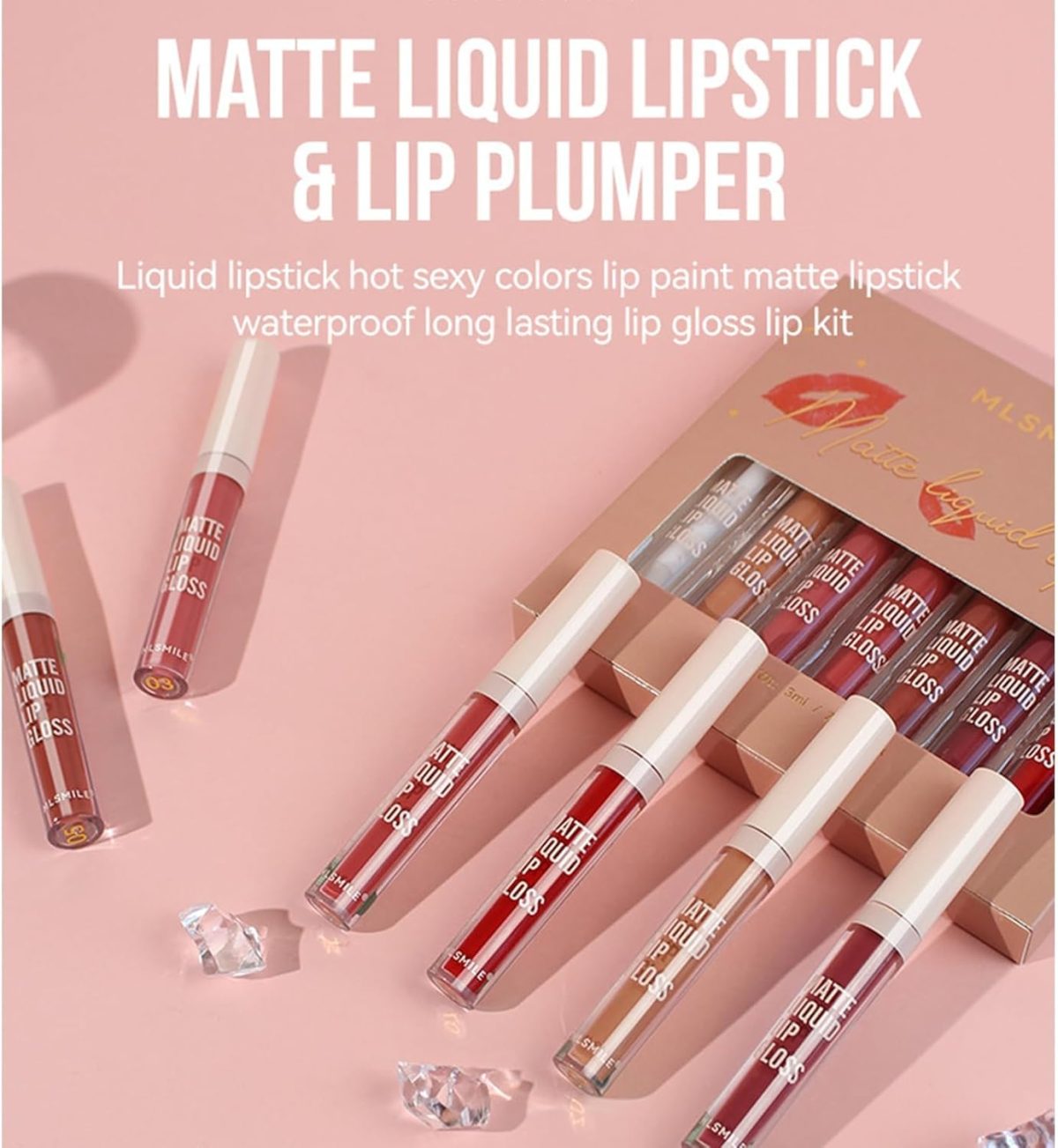 ⁦Azonee 7 Pcs Matte Liquid Lipstick Set Lip Plumper Makeup, Pigmented Waterproof Make Up, Lip Gloss Sets Long Wearing Velvet Lip Kit, Long-Lasting Up to 16H Wear, Non-stick Cup⁩ - الصورة ⁦7⁩
