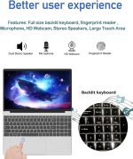 ⁦XYPLOXZ Laptop Computers,15.6" IPS 1080P Screen,N5095 Processor 4C 4T Up to 2.9Ghz 8GB RAM 256GB SSD, Laptops with Fingerprint Recognition Backlit Keyboard,WiFi, USB-C(Data),USB 3.0, Webcam, HDMI⁩ - الصورة ⁦5⁩