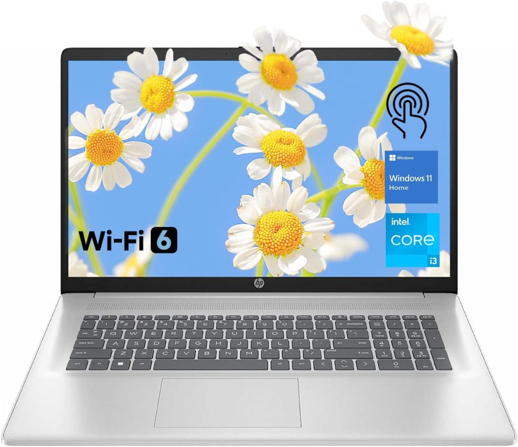 HP 17.3" Touchscreen Laptop, Intel Core i3-N305 8-Core, 16GB RAM, 128GB eMMC + 1TB SSD, Numeric Keypad, Webcam, HDMI, Wi-Fi 6, Windows 11 Home, Silver