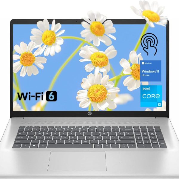 HP 17.3" Touchscreen Laptop, Intel Core i3-N305 8-Core, 16GB RAM, 128GB eMMC + 1TB SSD, Numeric Keypad, Webcam, HDMI, Wi-Fi 6, Windows 11 Home, Silver