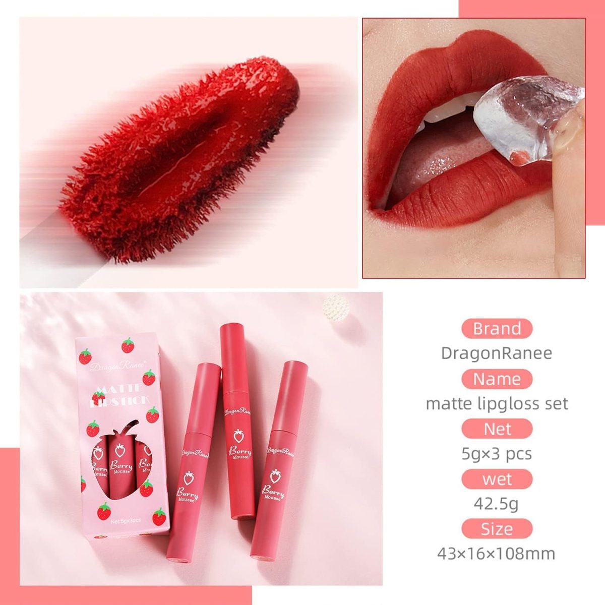⁦YHRY 3 Piece Nude Matte Lipstick Set, Natural Nude Lipstick, Velvet Air Moisture Smooth Crayon Lip Stain, 24 Hour Superstay, Long Lasting Waterproof Lip for Women Makeup⁩ - الصورة ⁦4⁩