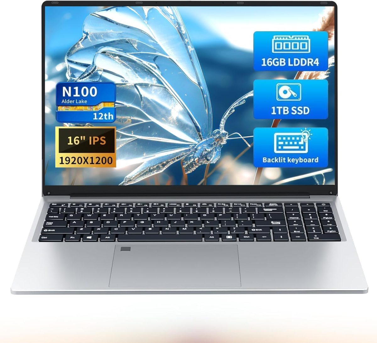16 Inch Gaming Laptop, Laptops Celeron N100 (up to 3.4GHZ) Wind 11 Pro Laptop Gamer 16GB 1TB SSD,Traditional Laptops Full HD 1920x1200 Display, Fingerprint Unlocking Backlit Keyboard Netbook