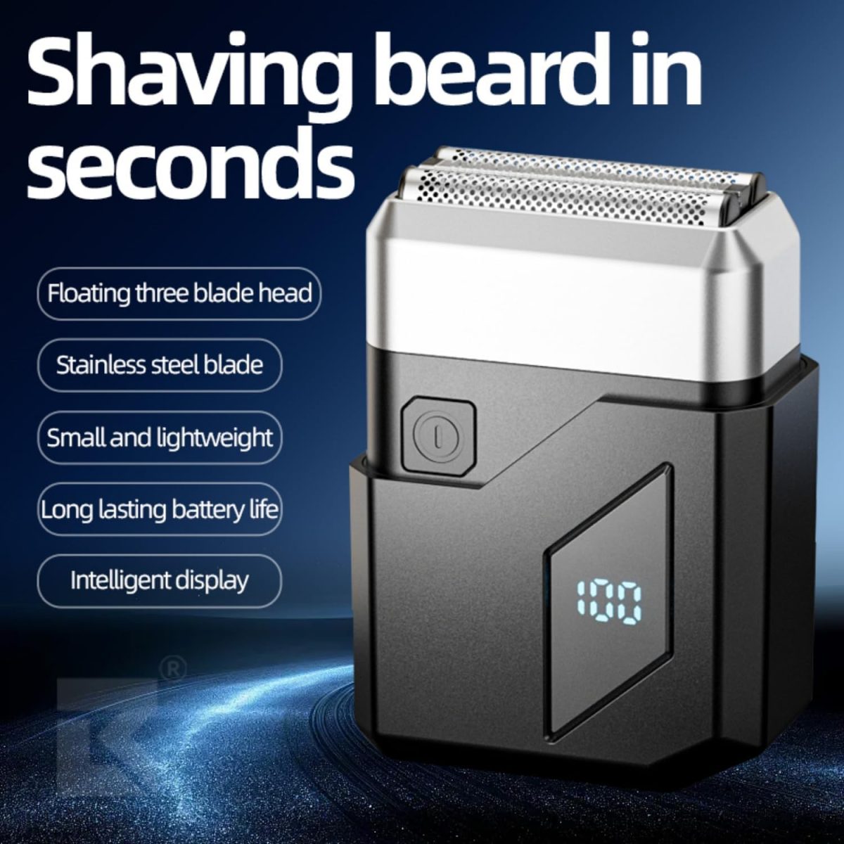 ⁦Electric Razor for Men, Mini Electric Foil Shavers, IPX6 Waterproof Wet Dry Face Razor, Portable Travel Electric Shaver, Led Display, USB Type-C Charging (Black)⁩ - الصورة ⁦8⁩