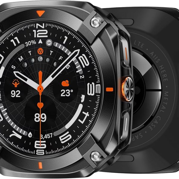Metal Case for Samsung Galaxy Watch Ultra 47mm (2024/2025), Rugged 316L Stainless Steel Protective Bezel with Ceramic Back Cover, Shockproof Bumper, Full Body Armor, Multiple Colors