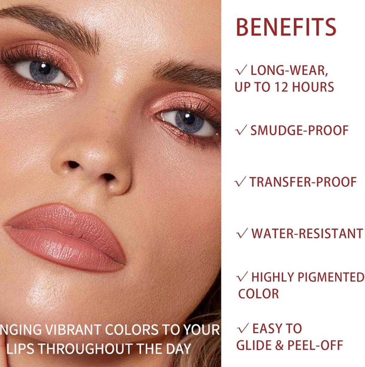 ⁦Gireatick Peel Off Lip Liner Stain, Pack of 3 Lip Liners, Peel Off Tattoo Lip Liner with Matte Finish, Waterproof, Transfer-Resistant, Highly Pigmented Colour (Light Brown/Dark Brown/Burgundy) (B, 3⁩ - الصورة ⁦2⁩