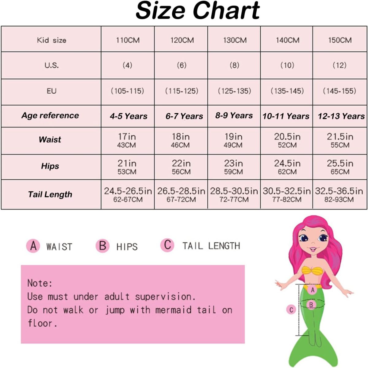 ⁦TAPIT 6Pcs Mermaid for Swimming Girls Swimsuit with Monofin Costume Cosplay Princess Bikini Set 3-12Y (140, Colorful)⁩ - الصورة ⁦3⁩
