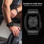 ⁦XMUXI Compatible with Apple Watch Band 45mm 44mm with Case, Rugged Sport Military TPU Strap with Bumper Cover for iWatch Series SE2 SE 9 8 7 6 5 4 for Man⁩ - الصورة ⁦7⁩