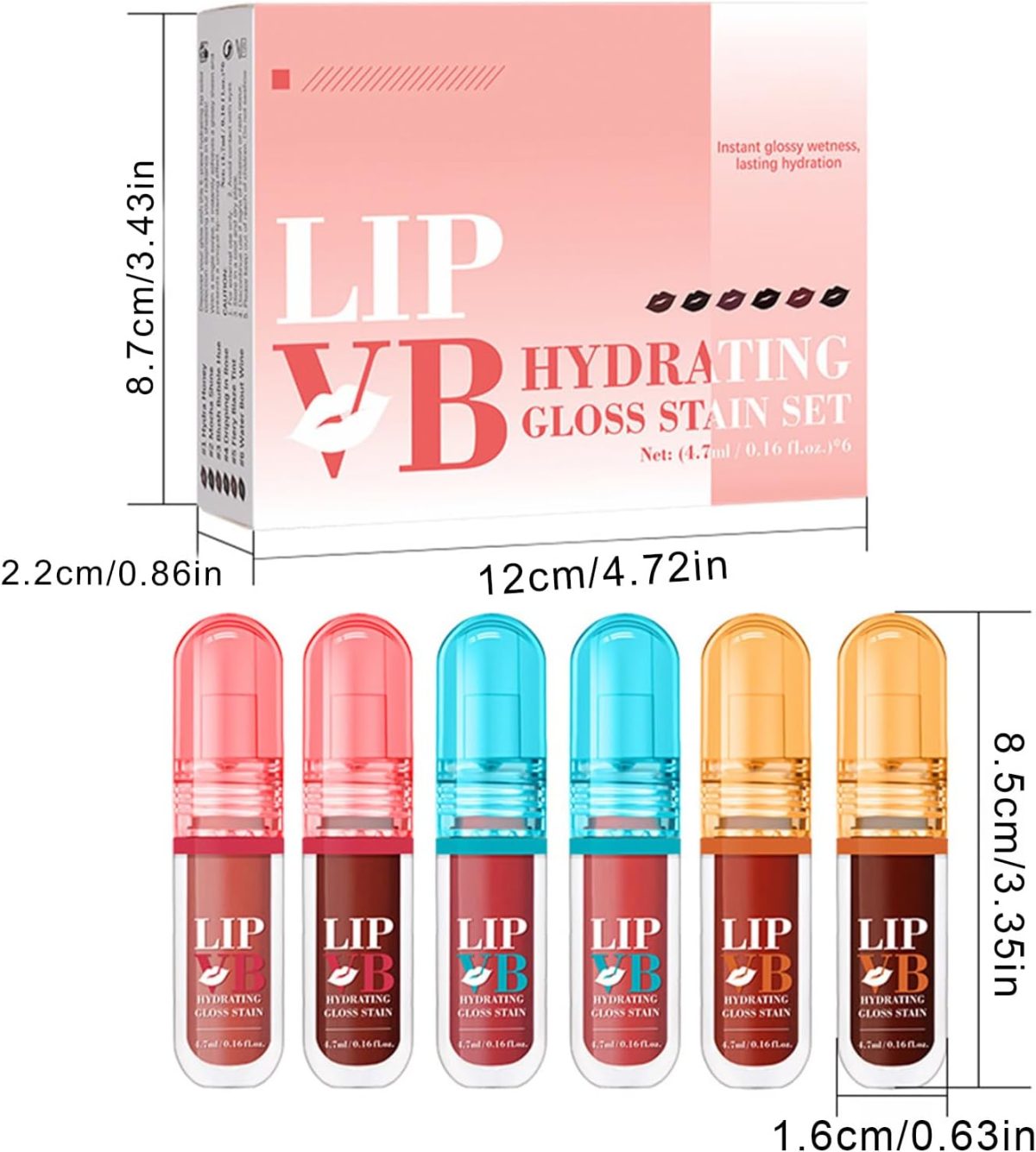 ⁦Lip Glaze - 4.7ml x Tinted Lipstick,Non-Sticky Nourishing Lipstick, Makeup Set for Travel Dating Wedding Commuting⁩ - الصورة ⁦6⁩