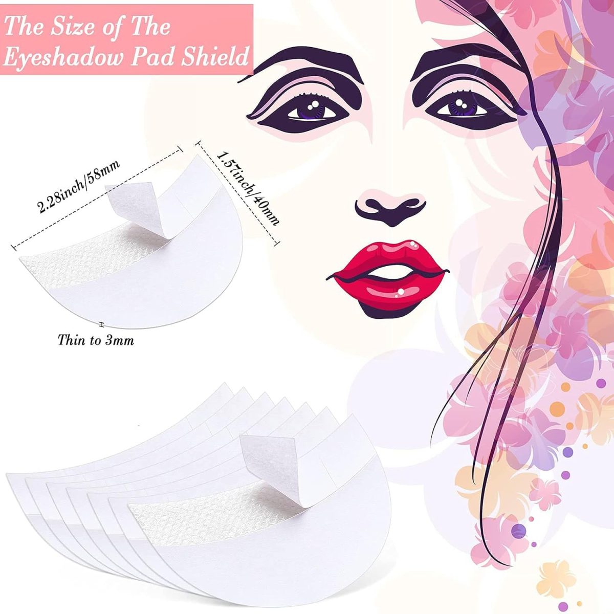 ⁦Joyzzz Eyeshadow Shields, 100 PCS Makeup Tape Supplies, Eyeshadow Stencil for Prevent Makeup Residue, Eyeshadow Gel Pad Patches Eyeshadow Stencils for Prevent Eyelash Extensions, Tinting⁩ - الصورة ⁦4⁩