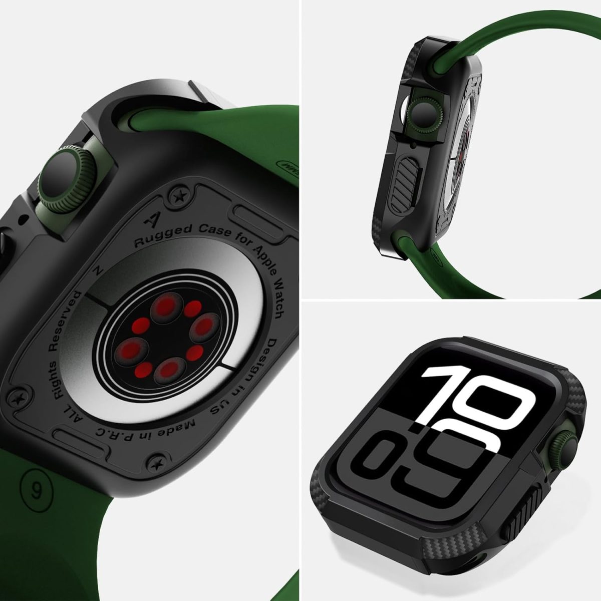 ⁦VEMIGON Rugged Armor Cover Case Compatible with Apple Watch Series 10 46mm, Full Protection Military Grade, Soft Flexible Shockproof Resist Sport iWatch Bumper - (S10-46mm Black)⁩ - الصورة ⁦5⁩