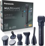 Panasonic XSHAPE-TRIM MULTISHAPE, Main Unit with Li-ion Battery, Detail Shaver/Trimming Head Attachment Set, Beard and Hair Trimmer, Facial Cleansing Brush, Black