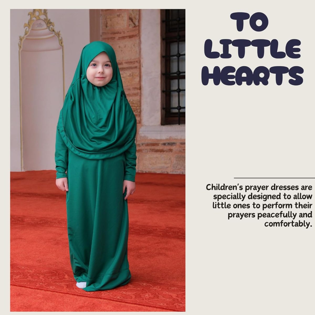 ⁦LOCCO Prayer Dress For Kids | One Piece Long Sleeve Prayer Dresses For Girls | Islamic Kids Hijab Clothes For 6-11 Years Old⁩ - الصورة ⁦6⁩