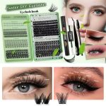 ⁦False Lash DIY Extensions Kit, 551 PCS Reusable Lash Clusters with Bond & Seal, Tweezers, Fluffy Volume Natural Eyelashes for Daily Use (Green)⁩ - الصورة ⁦3⁩