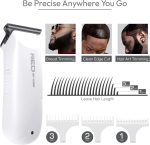 ⁦Red by Kiss Hair Clipper, Mini Cordless Hair Trimmer, Long Lasting Hair Cutting Kit, USB-C Rechargeable Haircut Beard Trimming Clippers for Men Women Kids, Portable Grooming Kit (White)⁩ - الصورة ⁦4⁩