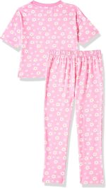 ⁦T2F Girls Cotton Printed Oversized Fit Crop Top and Pant Pajama Set⁩ - الصورة ⁦2⁩