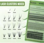 ⁦False Lash DIY Extensions Kit, 551 PCS Reusable Lash Clusters with Bond & Seal, Tweezers, Fluffy Volume Natural Eyelashes for Daily Use (Green)⁩ - الصورة ⁦6⁩