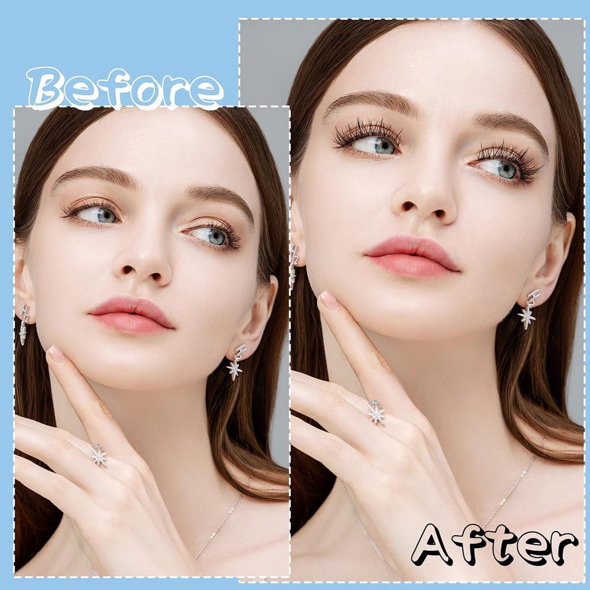 ⁦Hepiide 2 Pairs Magnetic Eyelashes Kit: with Magnetic Lash Applicator - Natural Wispy Manga Lashes - Reusable Magnet Lashes No Glue - False Eyelashes Band with Magnet (Pretty)⁩ - الصورة ⁦2⁩