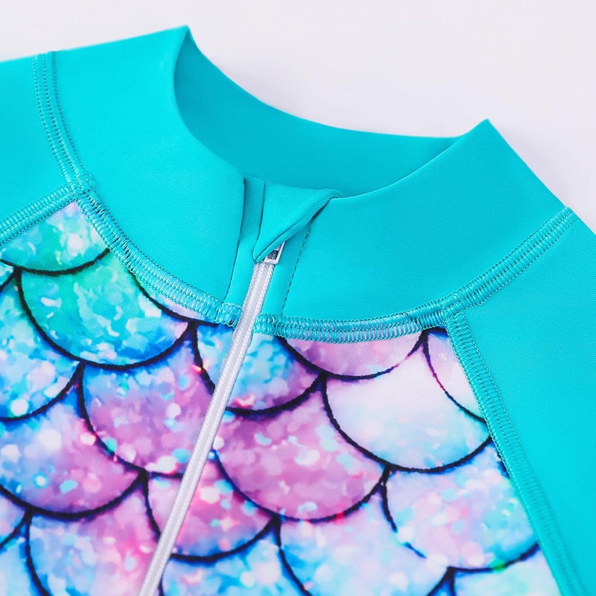 ⁦OFIMAN Girls Swimming Costume Kids One Piece Swimsuit Mermaid Swimwear Zipper Bathing Suit Surfing Swimming Age 3-14 Years⁩ - الصورة ⁦3⁩