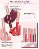 ⁦Matte Liquid Lipstick Set-3Pcs High Pigmented Lip Stain Tint, Long Lasting 24H Red Lipstick Waterproof Non-Stick Cup Velvet Lip Gloss, Smudge Proof Not Fade Lips Blam Makeup Gift Box for Women-Set d⁩ - الصورة ⁦3⁩