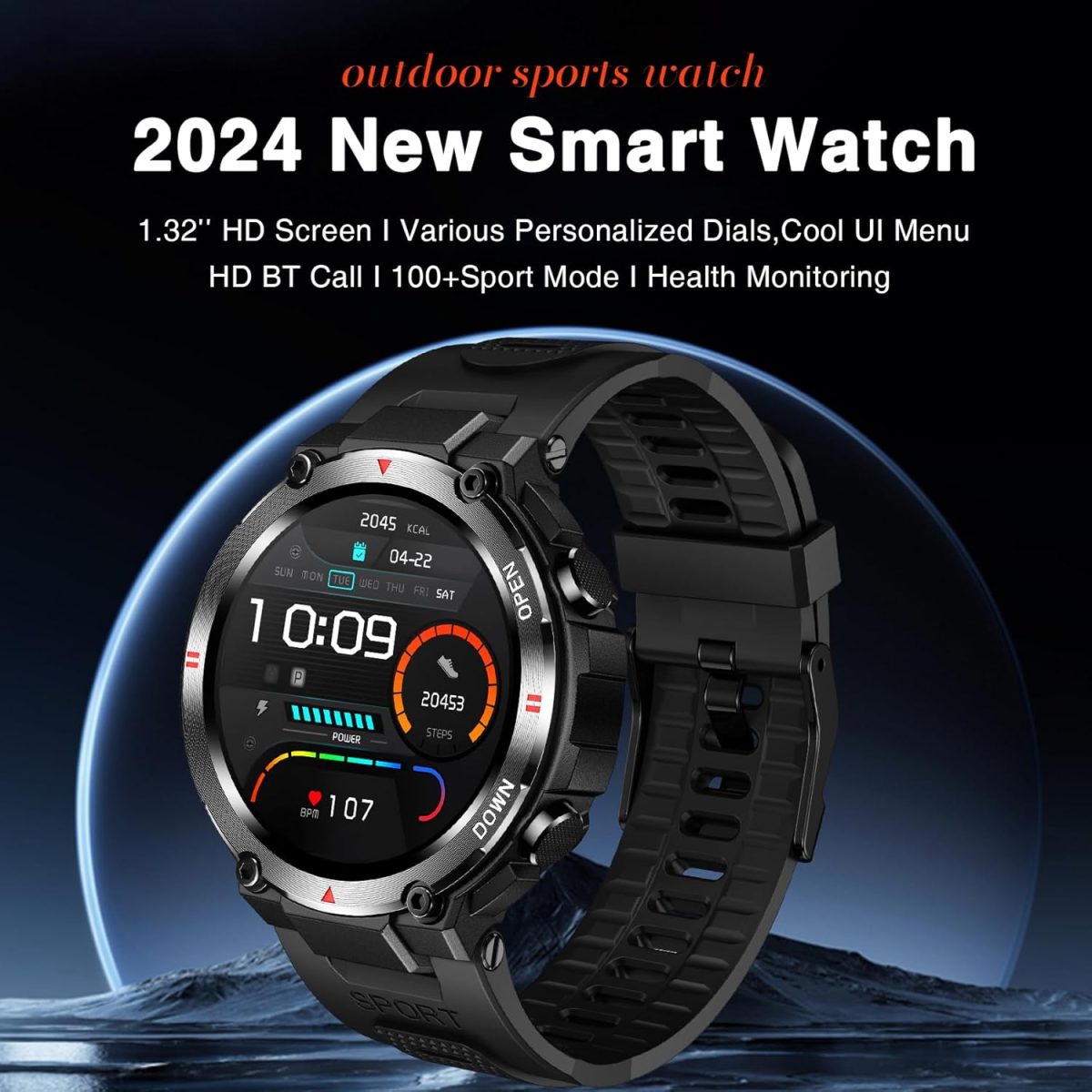 ⁦Aolon Tetra R2 Smart Watch (Answer/Make Call) for Men Women-black⁩ - الصورة ⁦3⁩