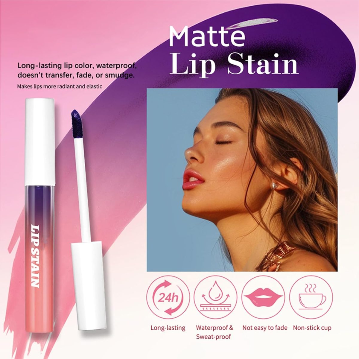 ⁦Mrettick Peel Off Lip Stain 3 Colors Matte Tattoo Peel Off Lip Liner Set Long-lasting Waterproof Nude Lip Gloss Highly Pigmented Tattoo Lip Tint Stain (#1, M)⁩ - الصورة ⁦2⁩